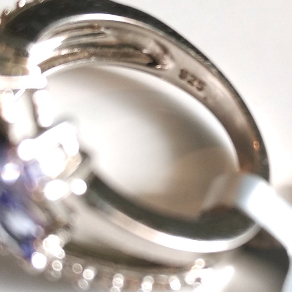 Genuine Blue Tanzanite 925 Silver Ring - Picture 5 of 8